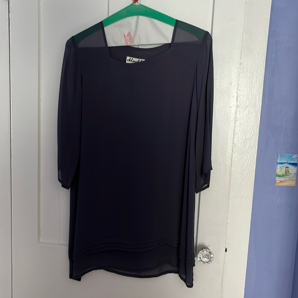 Chronicle Silk like dress navy blue mini dress